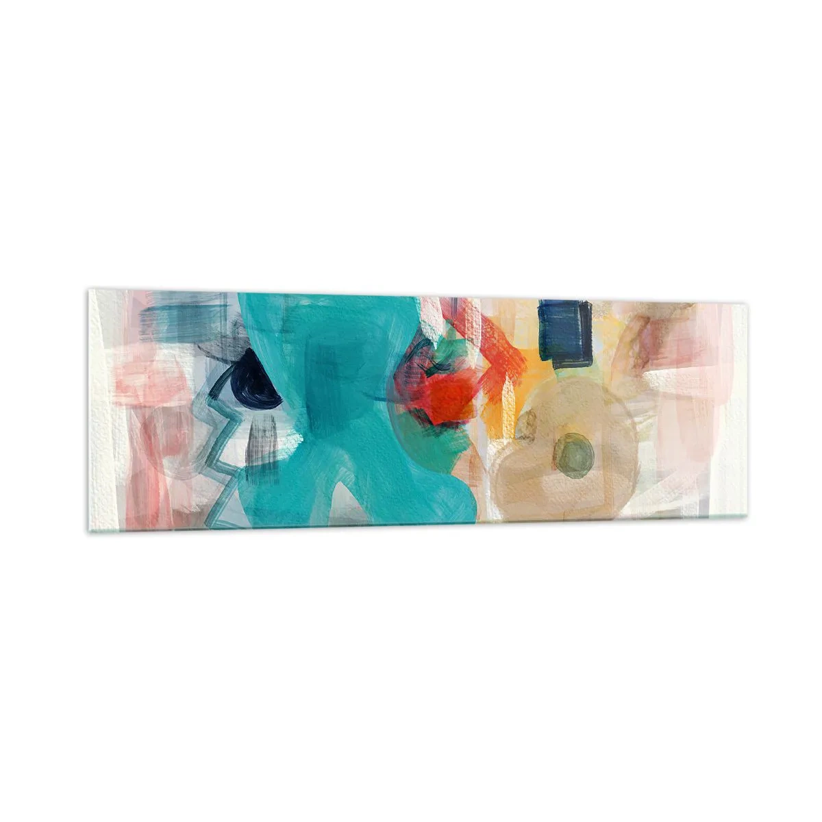 Impression sur verre - Image sur verre - Les formes et les couleurs abstraites créent une composition dynamique - 160x50cm - Jeu de couleurs - Décoration murale moderne pour le salon et la chambre ARTTOR