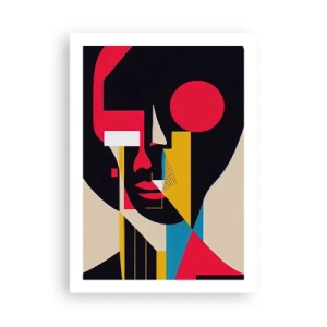 Affiche - Poster - Portrait abstrait dans une composition géométrique - 50x70cm - Son monde intérieur - Décoration murale moderne pour le salon et la chambre ARTTOR