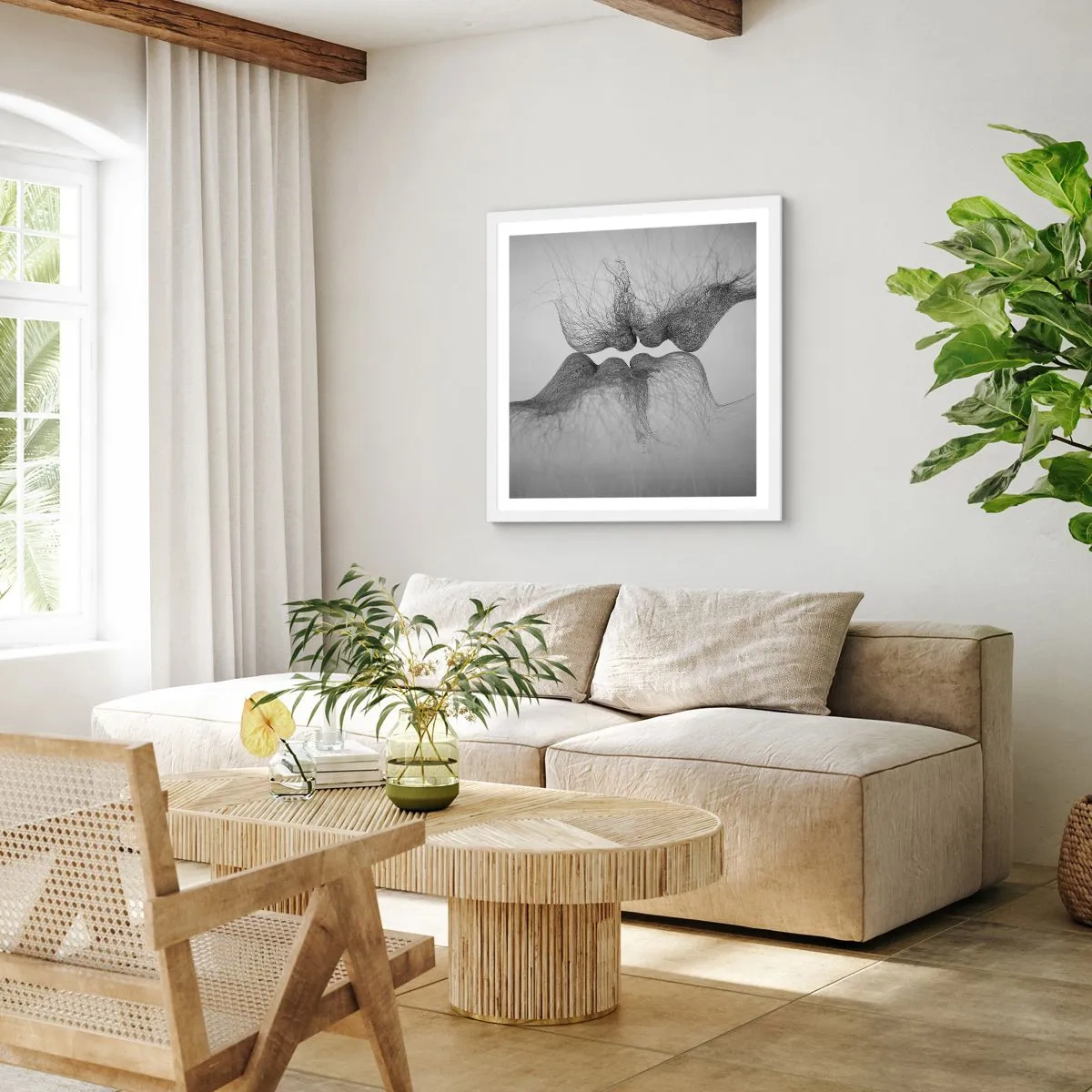 Affiche dans un cadre blanc - Poster - La bise du vent - 30x30 cm