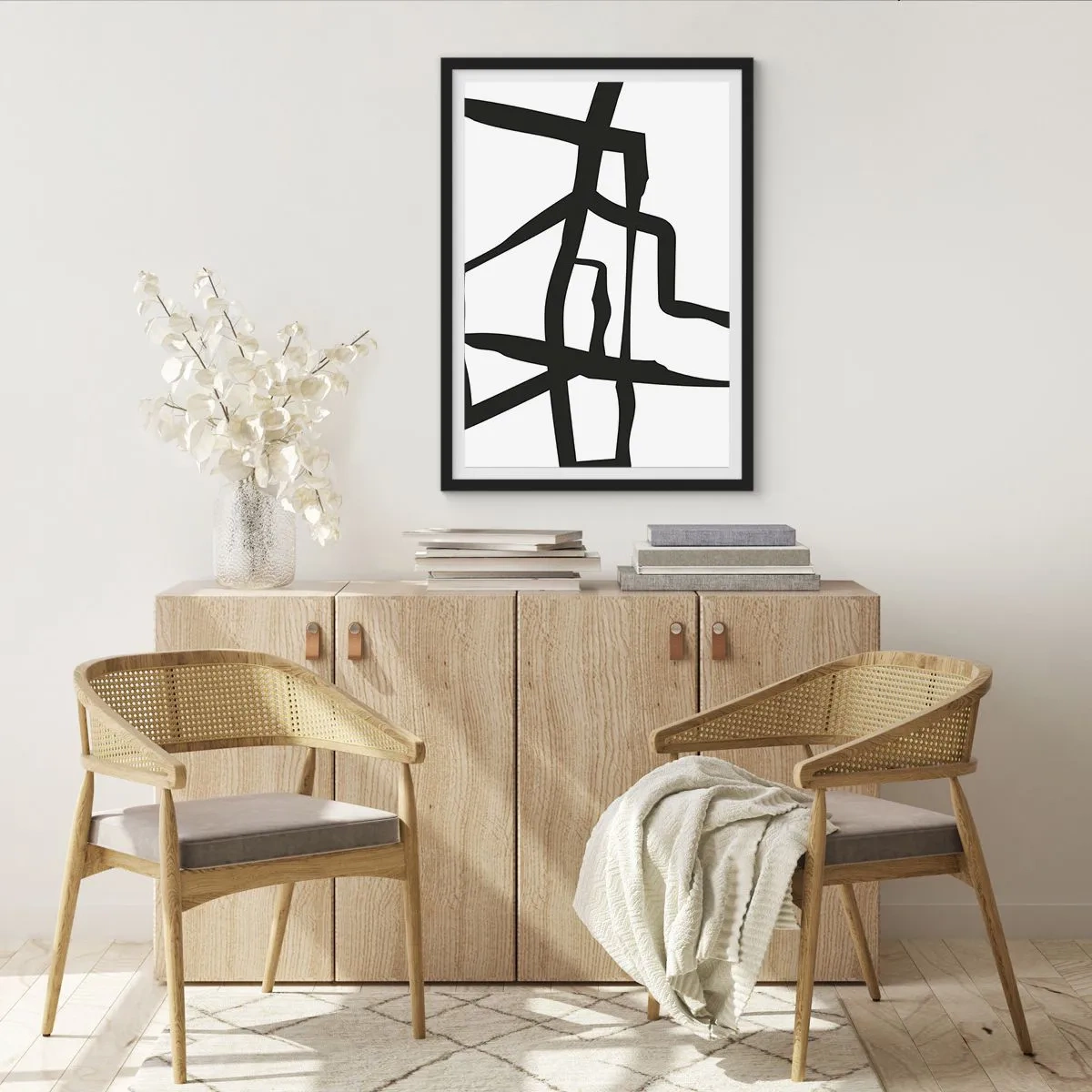 Affiche dans un cadre noir - Poster - Conception noir et blanc - 61x91 cm