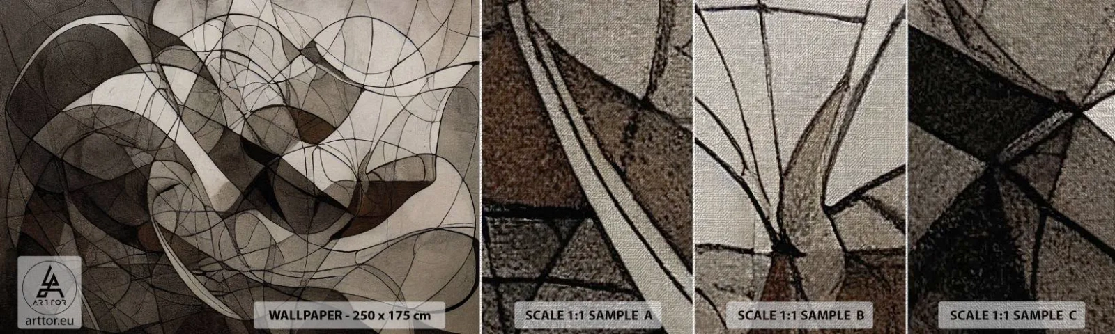 Échantillon de Papier Peint Premium Canvas - Circulation des couleurs de la terre - Morceau, Contemporain, Crayon - 100x30 cm