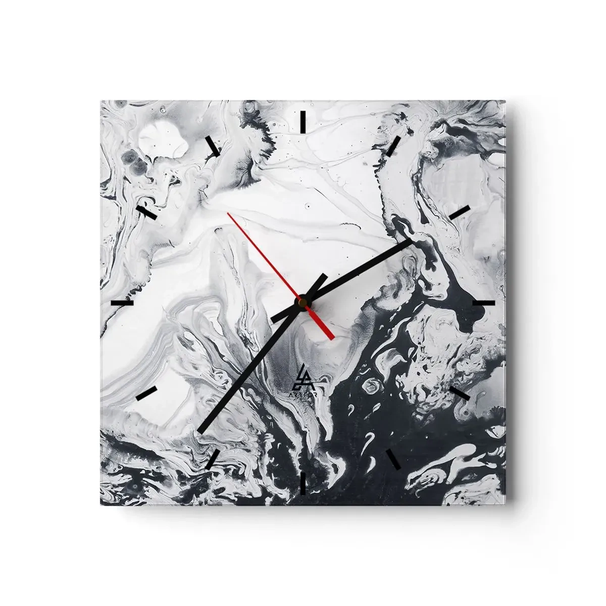 Horloge murale - Pendule murale - Motif abstrait monochrome avec effet marbré - 30x30cm - Au centre de la Terre - Décoration murale moderne pour le salon et la chambre ARTTOR