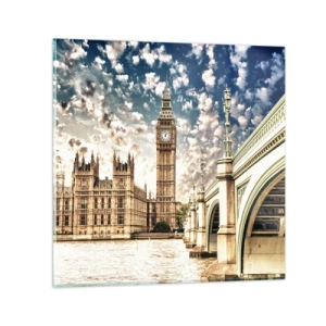 Impression sur verre - Image sur verre - Nuages ​​de plumes au-dessus de la Tamise - 40x40 cm