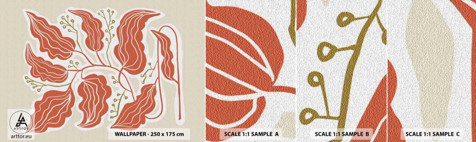 Échantillon de Papier Peint Autocollant Deluxe Sticker - Folk et coloré - Bohème, Botanique, Fleurs - 100x30 cm