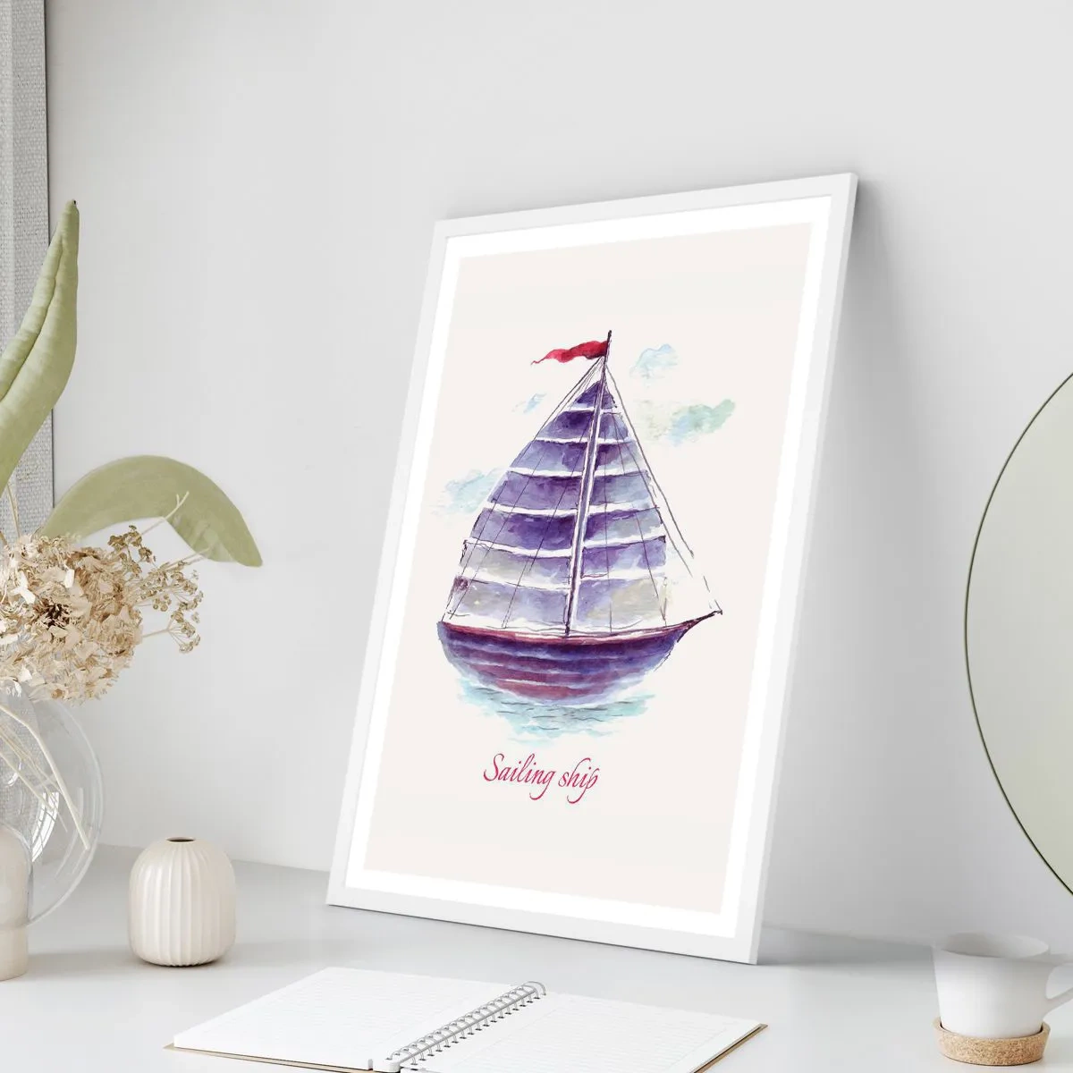 Affiche dans un cadre blanc - Poster - Plein de voiles et d’eau calme - 61x91 cm