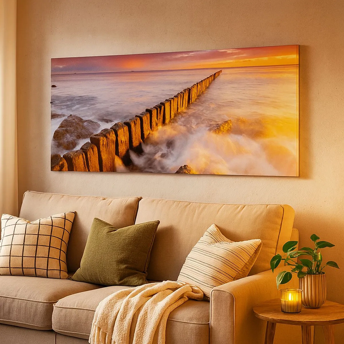 Impression sur toile - Image sur toile - La douceur des vagues - 100x40 cm