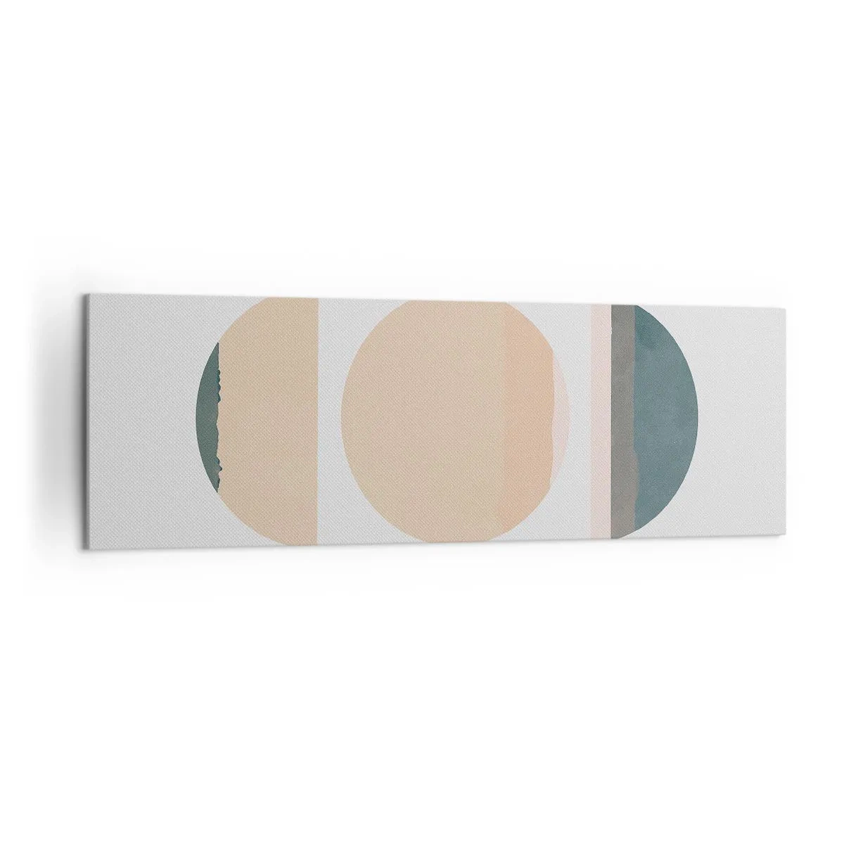 Impression sur toile - Image sur toile - Formes géométriques abstraites aux couleurs pastel - 160x50cm - Cercles après cercles - Décoration murale moderne pour le salon et la chambre ARTTOR