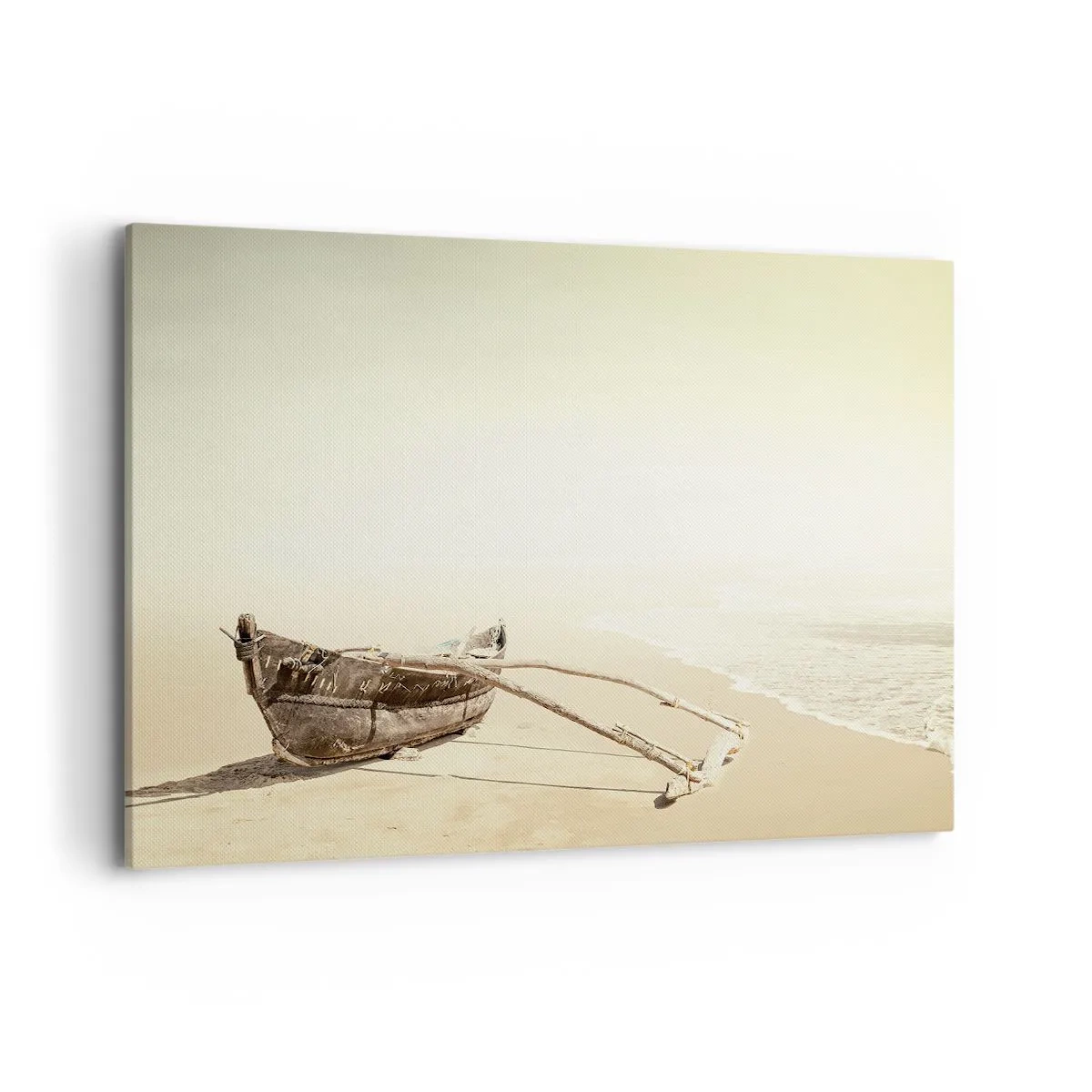 Impression sur toile - Image sur toile - Vieux bateau de pêche sur une plage de sable - 120x80cm - Mémoire des mers du sud - Décoration murale moderne pour le salon et la chambre ARTTOR