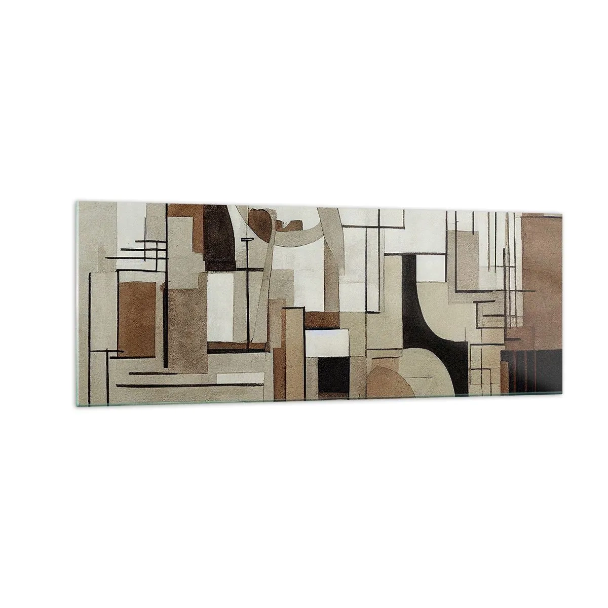 Impression sur verre - Image sur verre - Abstraction architecturale en beige et marron - 140x50cm - Paysage urbain 2.0 - Décoration murale moderne pour le salon et la chambre ARTTOR