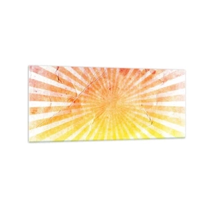 Impression sur verre - Image sur verre - Rayons de soleil dans les tons orange et jaune - 120x50cm - Levant et couchant - Décoration murale moderne pour le salon et la chambre ARTTOR