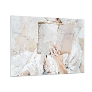 Impression sur verre - Image sur verre - Une personne plongée dans la lecture d'un livre sur un fond lumineux et impressionniste - 100x70cm - Dans un autre monde - Décoration murale moderne pour le salon et la chambre ARTTOR