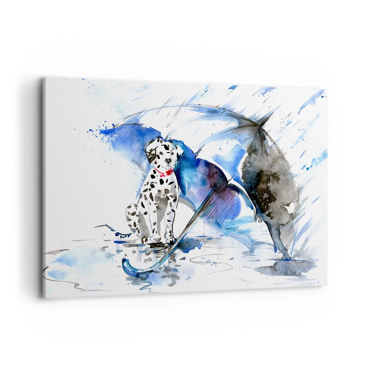 Impression sur toile - Image sur toile - Aquarelle représentant un chien dalmatien avec un parapluie en arrière-plan - 100x70cm - C'est à ça que sert un ami - Décoration murale moderne pour le salon et la chambre ARTTOR