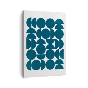 Impression sur toile - Image sur toile - Formes géométriques dans des tons bleu marine sur fond blanc - 50x70cm - Cercles et demi-cercles - Décoration murale moderne pour le salon et la chambre ARTTOR