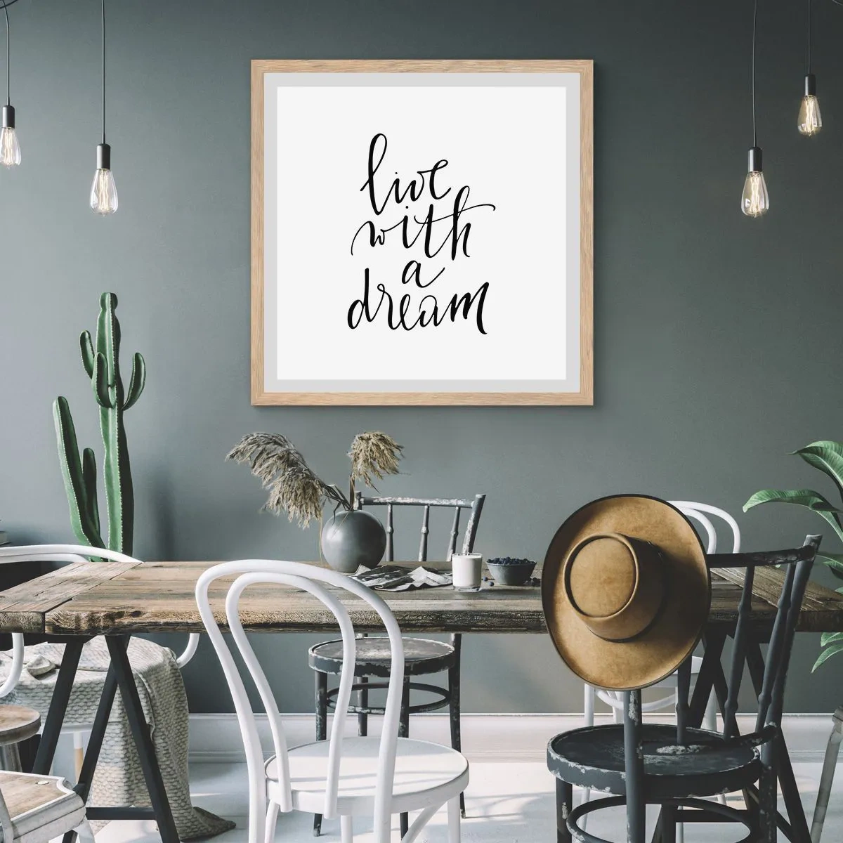 Affiche dans un chêne clair - Poster - Bien sur - 50x50 cm