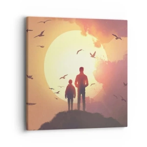 Impression sur toile - Image sur toile - Face à face avec le soleil - 40x40 cm