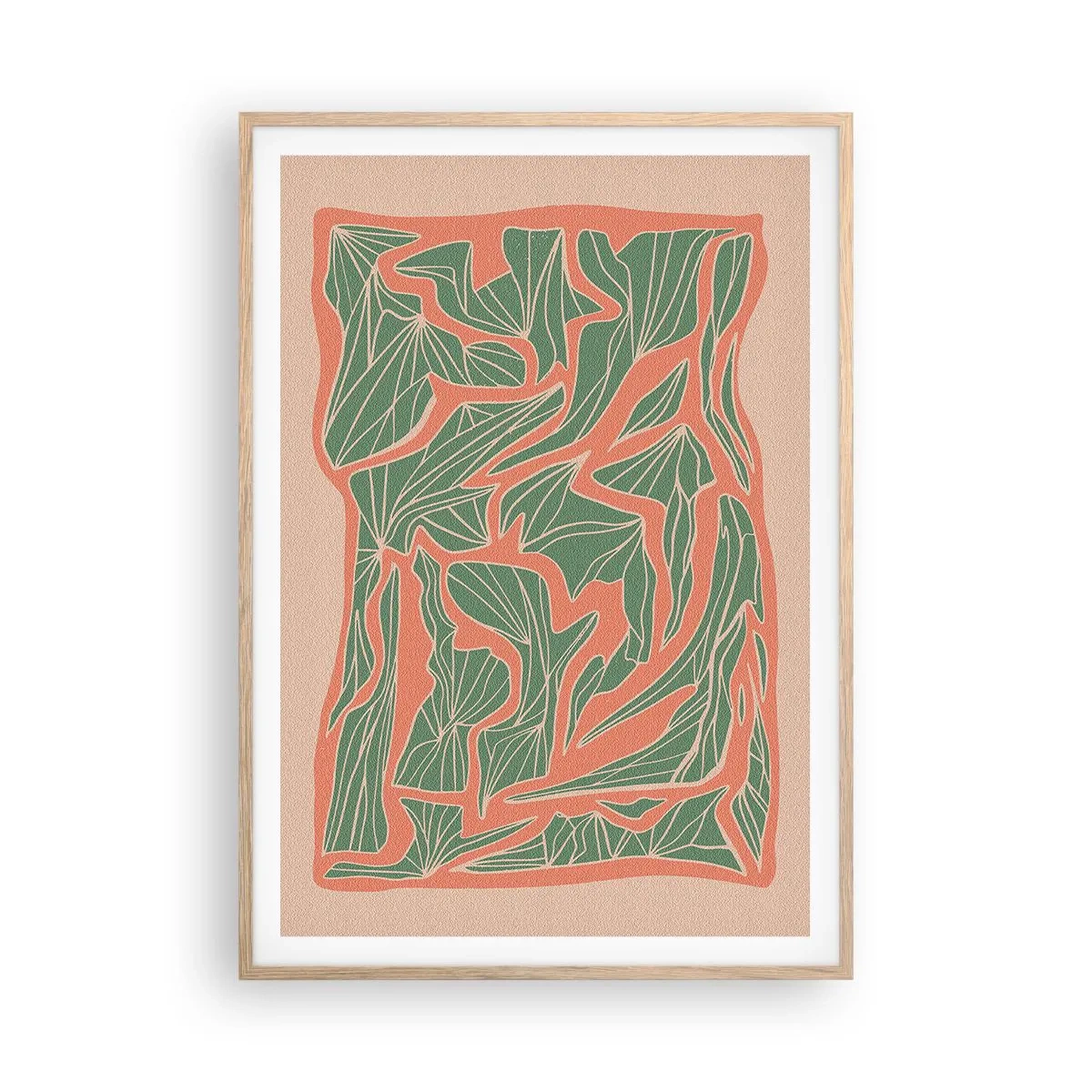 Affiche dans un chêne clair - Poster - La lutte entre le corail et la verdure - 70x100 cm