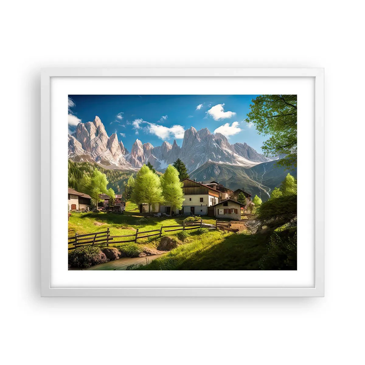 Affiche dans un cadre blanc - Poster - Idylle alpine - 50x40 cm