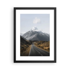 Affiche dans un cadre noir - Poster - Chemin vers le coeur de la montagne - 30x40 cm