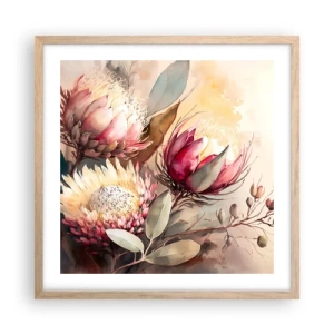 Affiche dans un chêne clair - Poster - De profil et de face - 50x50 cm