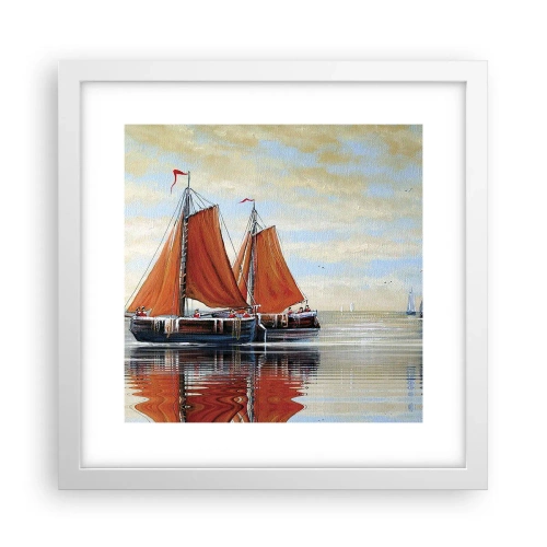 Affiche dans un cadre blanc - Poster - He, navigue, marin - 30x30 cm