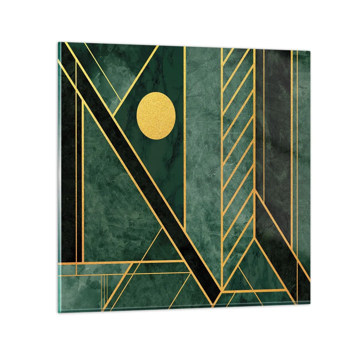 Impression sur verre - Image sur verre - Dynamique or et azur - 30x30 cm