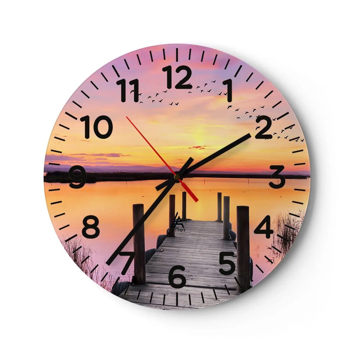 Horloge murale - Pendule murale - Aube silencieuse violette - 40x40 cm
