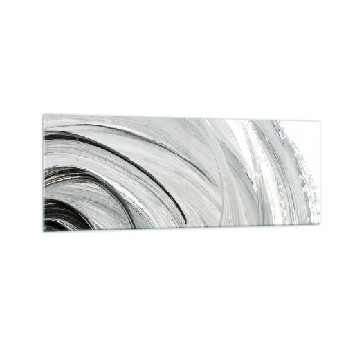 Impression sur verre - Image sur verre - Un tourbillon monochrome dans des tons de gris et de noir - 140x50cm - Composition orbitale - Décoration murale moderne pour le salon et la chambre ARTTOR