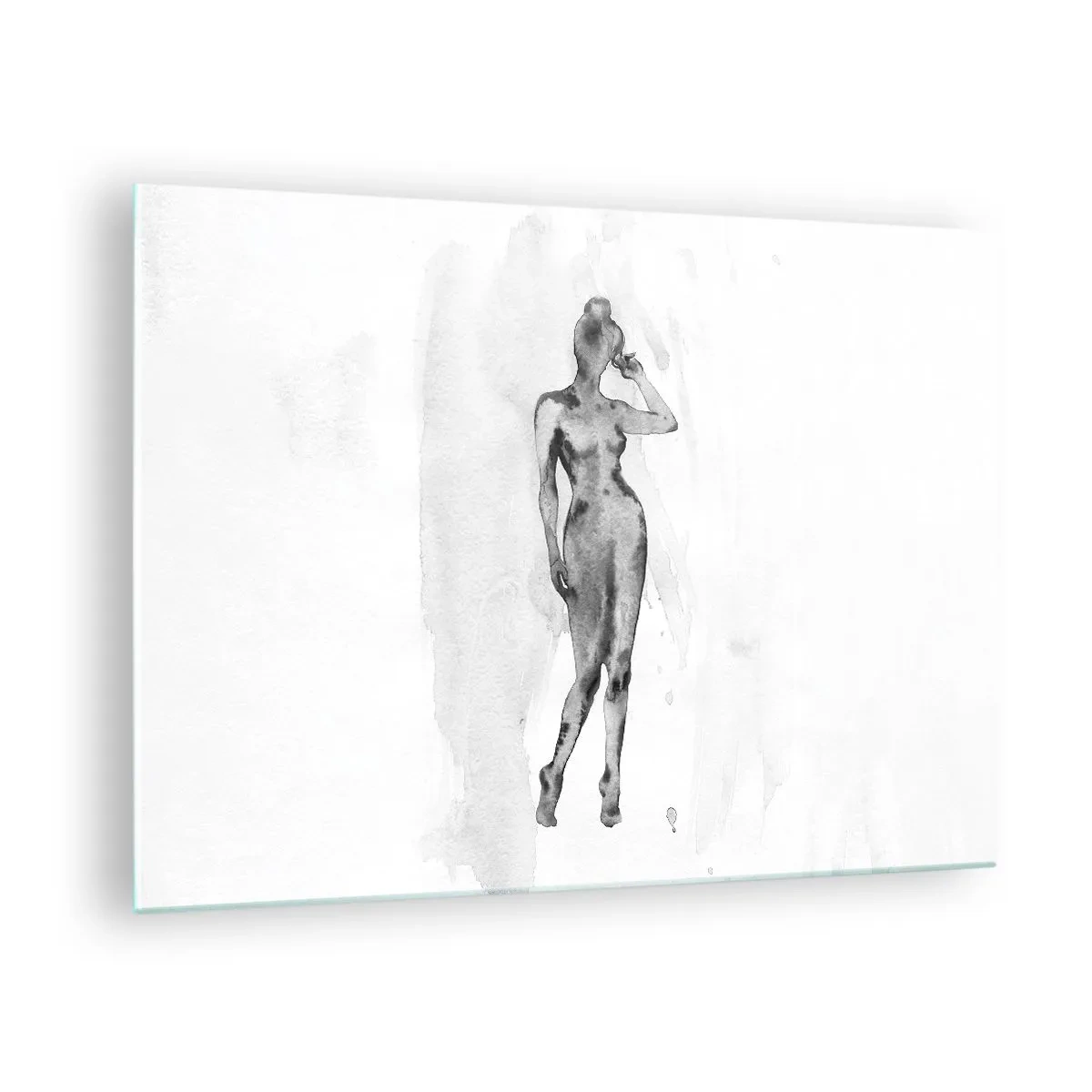 Impression sur verre - Image sur verre - Silhouette d'une femme en nuances de gris sur fond blanc - 70x50cm - Etude de l'idéal de la féminité - Décoration murale moderne pour le salon et la chambre ARTTOR