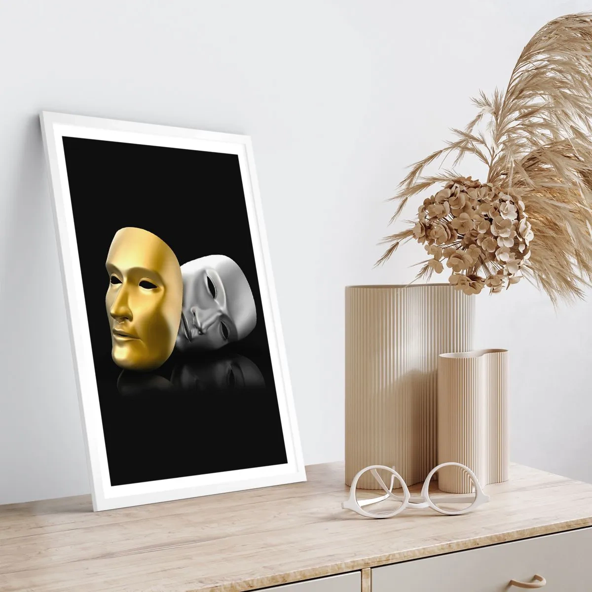 Affiche dans un cadre blanc - Poster - La vie est un théâtre - 61x91 cm