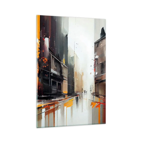 Impression sur verre - Image sur verre - Vue abstraite d'une rue de la ville sous la pluie - 80x120cm - Jour de pluie - Décoration murale moderne pour le salon et la chambre ARTTOR