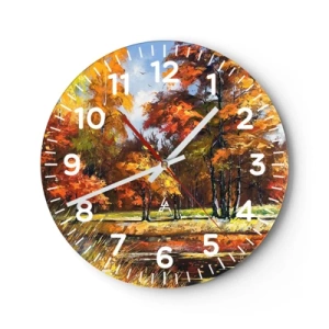 Horloge murale - Pendule murale - Paysage en or et bronze - 40x40 cm