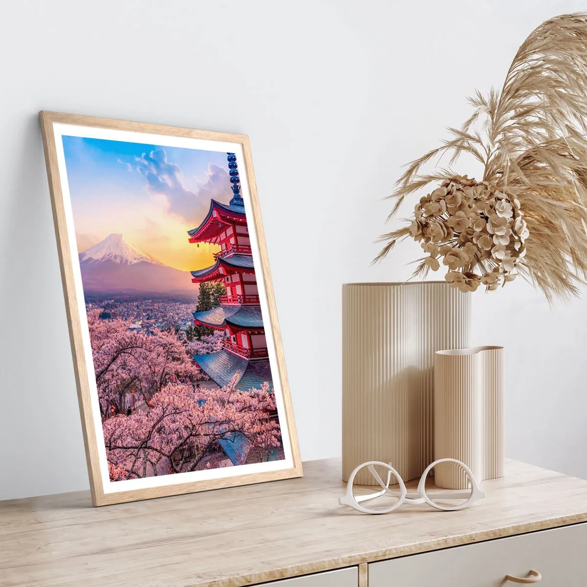 Affiche dans un chêne clair - Poster - Essence d'âme japonnaise - 30x40 cm