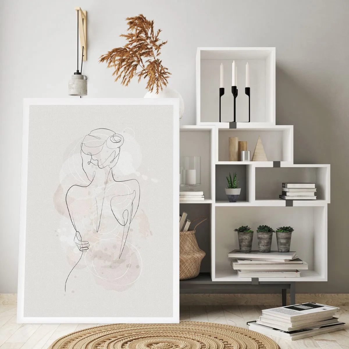 Affiche - Poster - Une silhouette féminine délicate dans une ligne continue - 50x70cm - Comme un instrument sensible - Décoration murale moderne pour le salon et la chambre ARTTOR