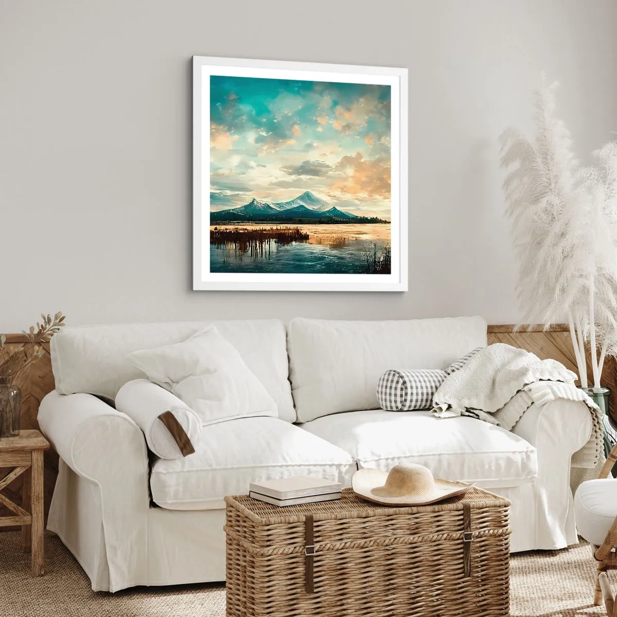 Affiche dans un cadre blanc - Poster - Sous la protection du ciel - 30x30 cm