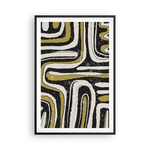 Affiche dans un cadre noir - Poster - Composition : routes et ruelles - 61x91 cm