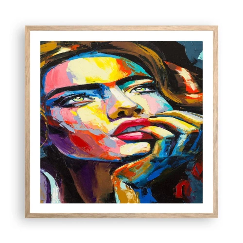 Affiche dans un chêne clair - Poster - Les rêves volent dans le ciel comme des oiseaux - 60x60 cm