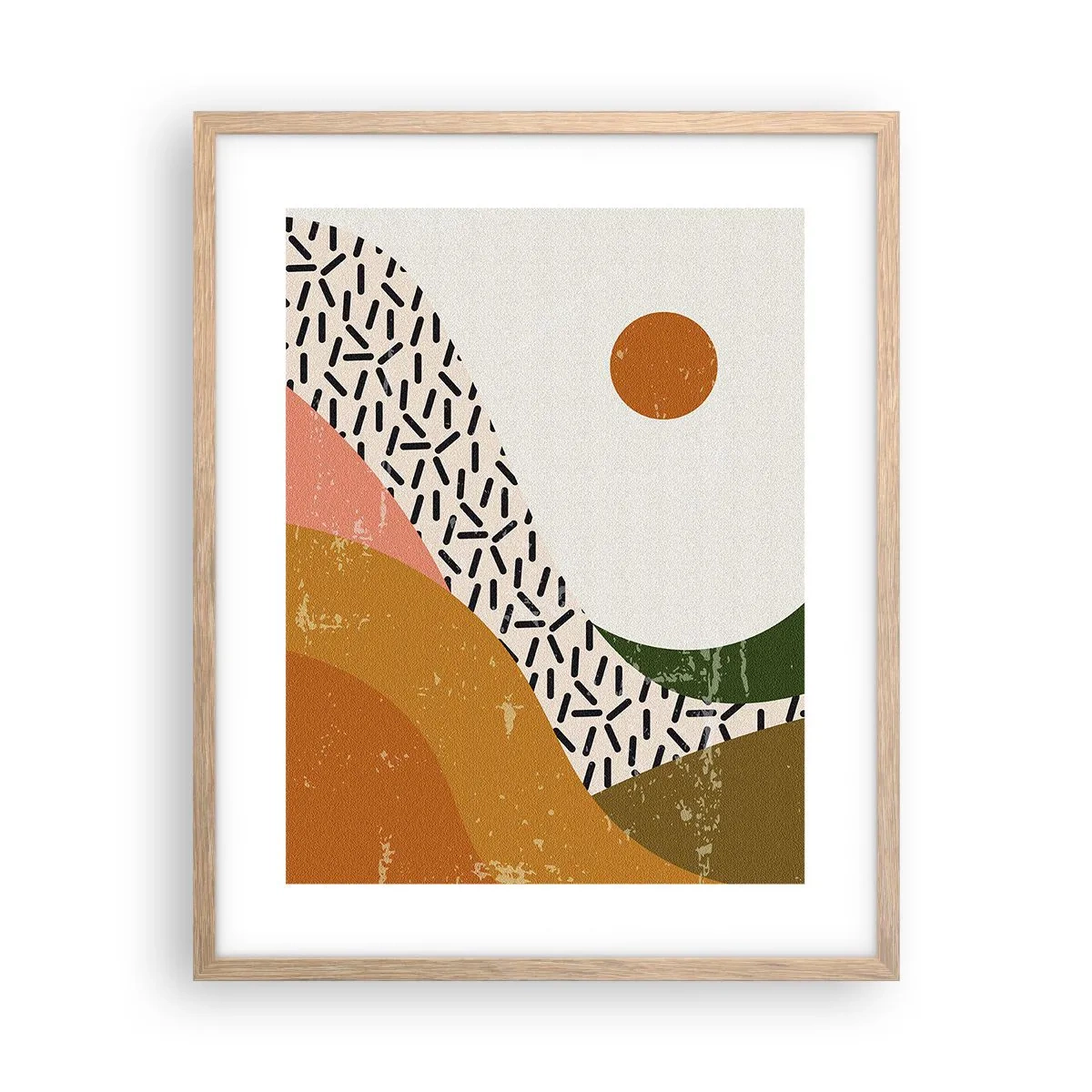 Affiche dans un chêne clair - Poster - Abstraction solaire - 40x50 cm