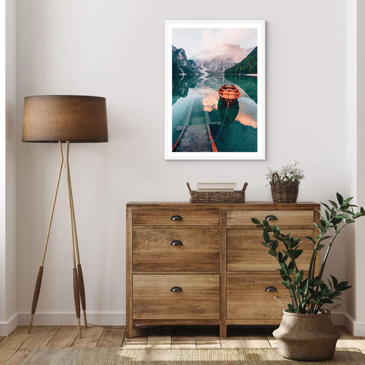 Affiche dans un cadre blanc - Poster - Le rêve calme de la montagne - 50x70 cm