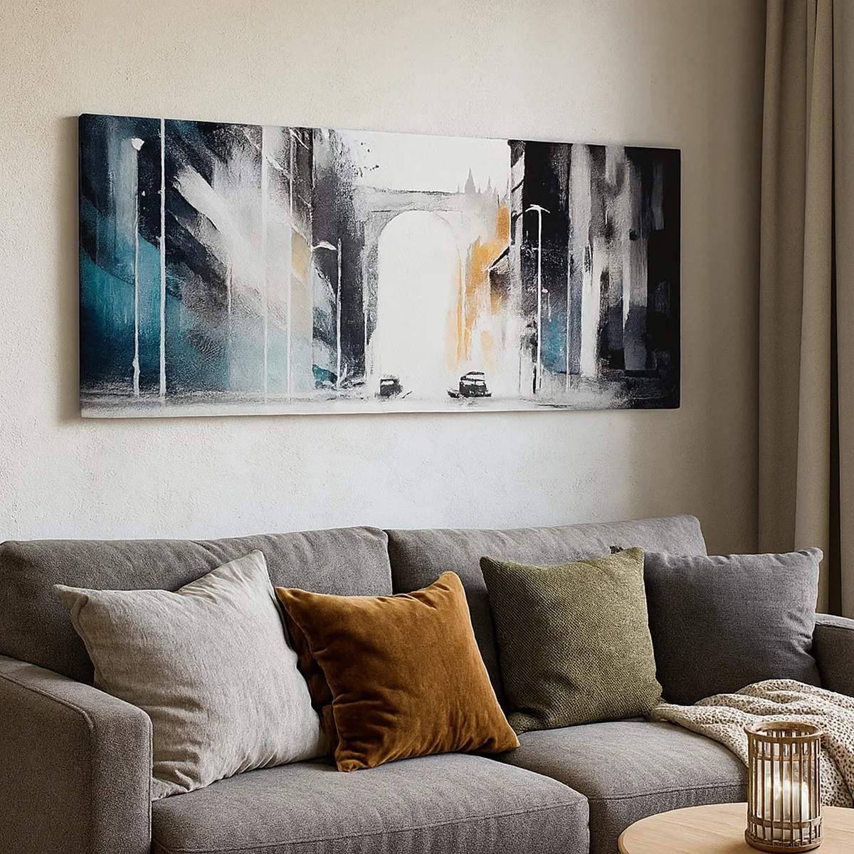 Impression sur toile - Image sur toile - Étude de ville : architecture et mouvement - 30x30 cm