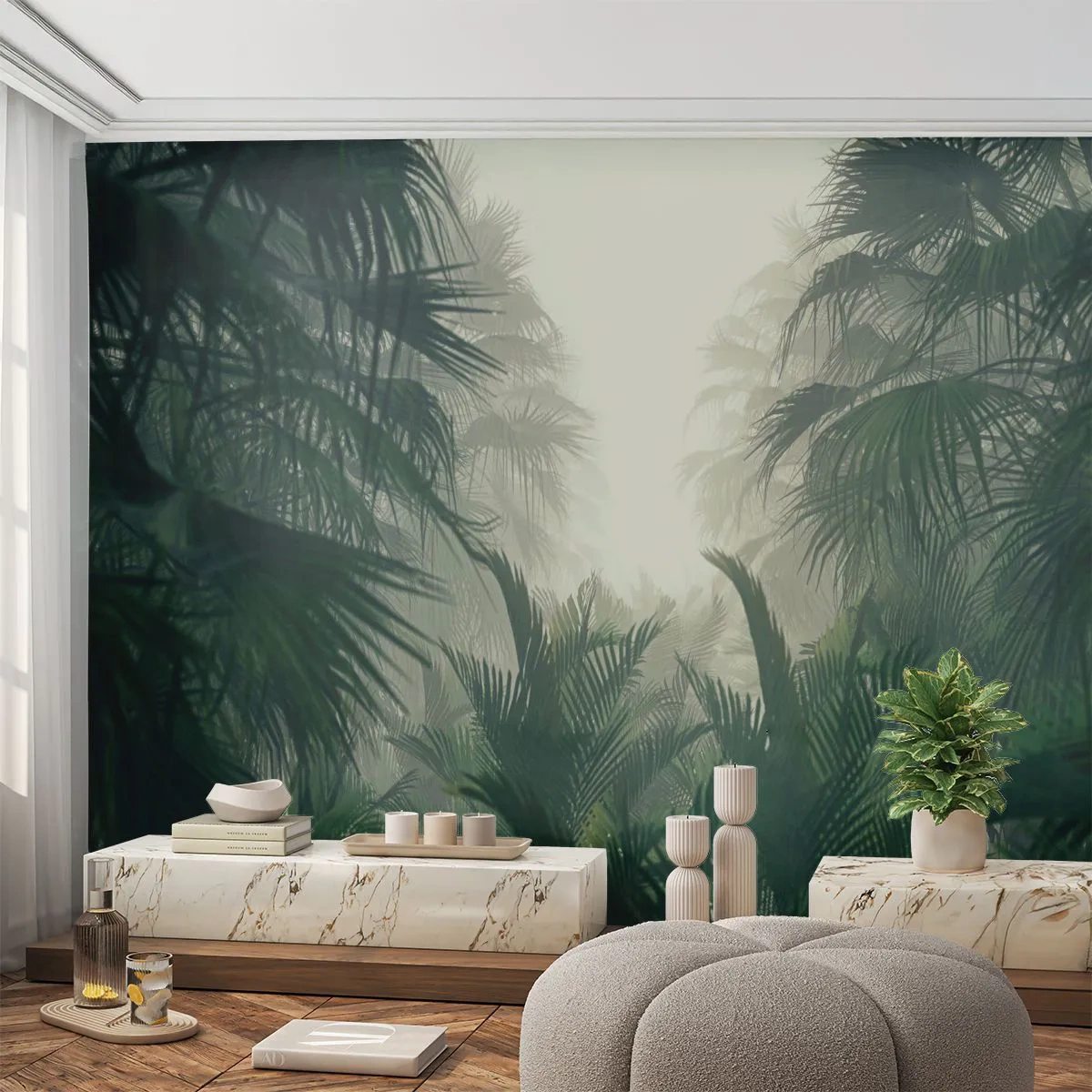 Papier Peint Photo Premium Canvas - Secret tropical - Jungle, Cocotier, Forêt - 250x175 cm