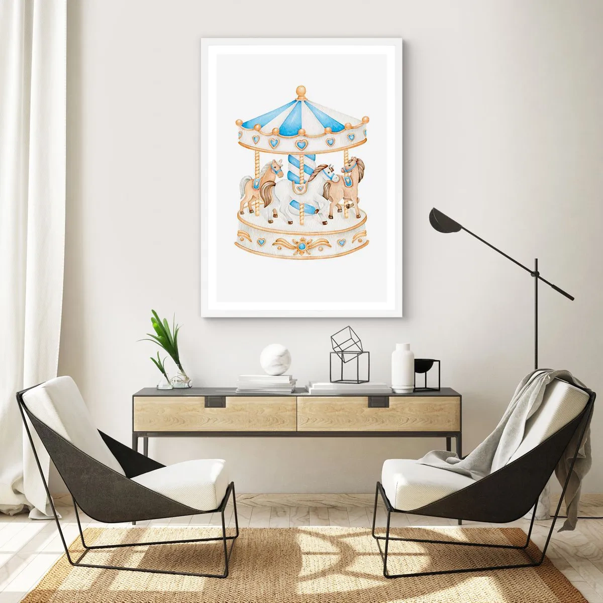 Affiche dans un cadre blanc - Poster - Douce enfance - 30x40 cm