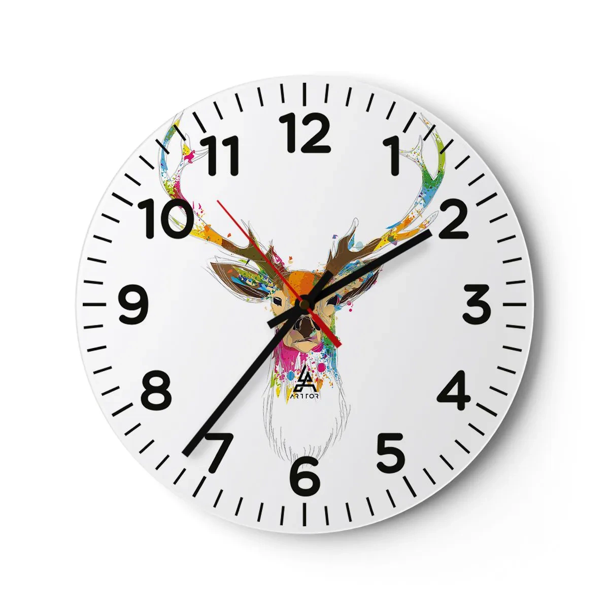 Horloge murale - Pendule murale - Un cerf doux baigné de couleur - 30x30 cm