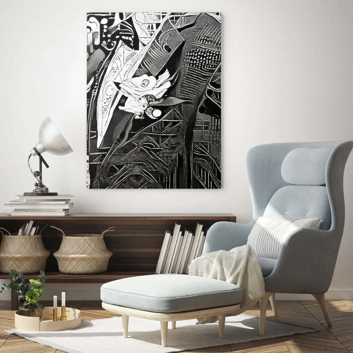 Impression sur verre - Image sur verre - Abstraction élégante d'un homme en costume en noir et blanc - 70x100cm - Seulement en apparence un homme froid - Décoration murale moderne pour le salon et la chambre ARTTOR