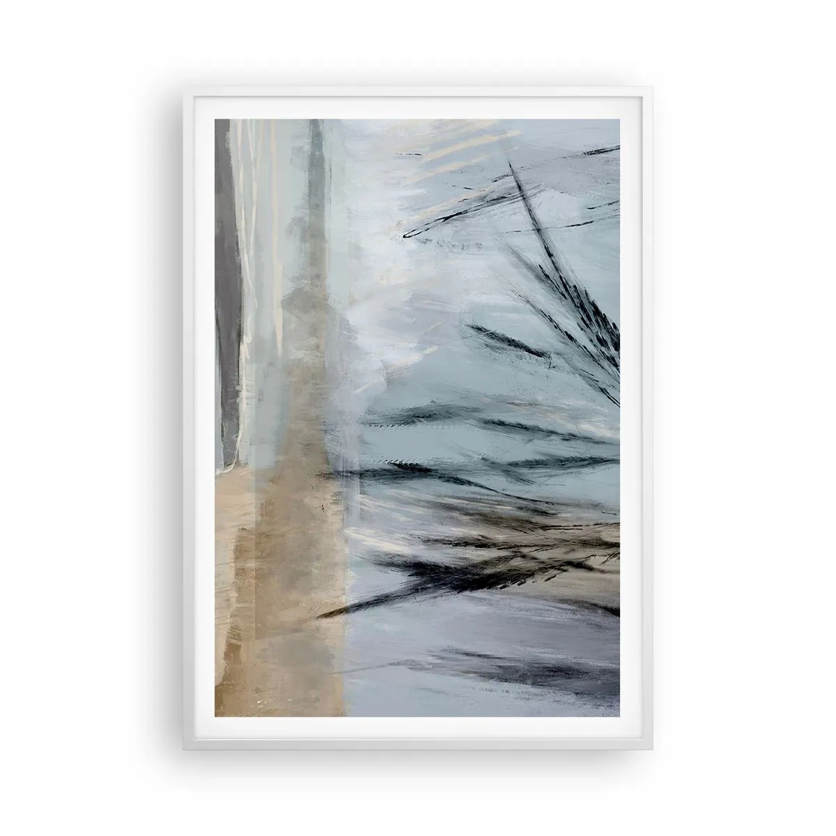 Affiche dans un cadre blanc - Poster - Champs d'hiver - 70x100 cm