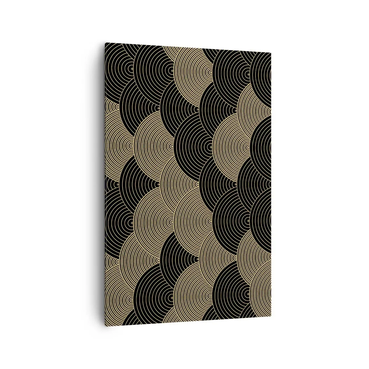 Impression sur toile - Image sur toile - Motif Art Déco avec demi-cercles et lignes dorées - 80x120cm - Unité dans la multiplicité - Décoration murale moderne pour le salon et la chambre ARTTOR