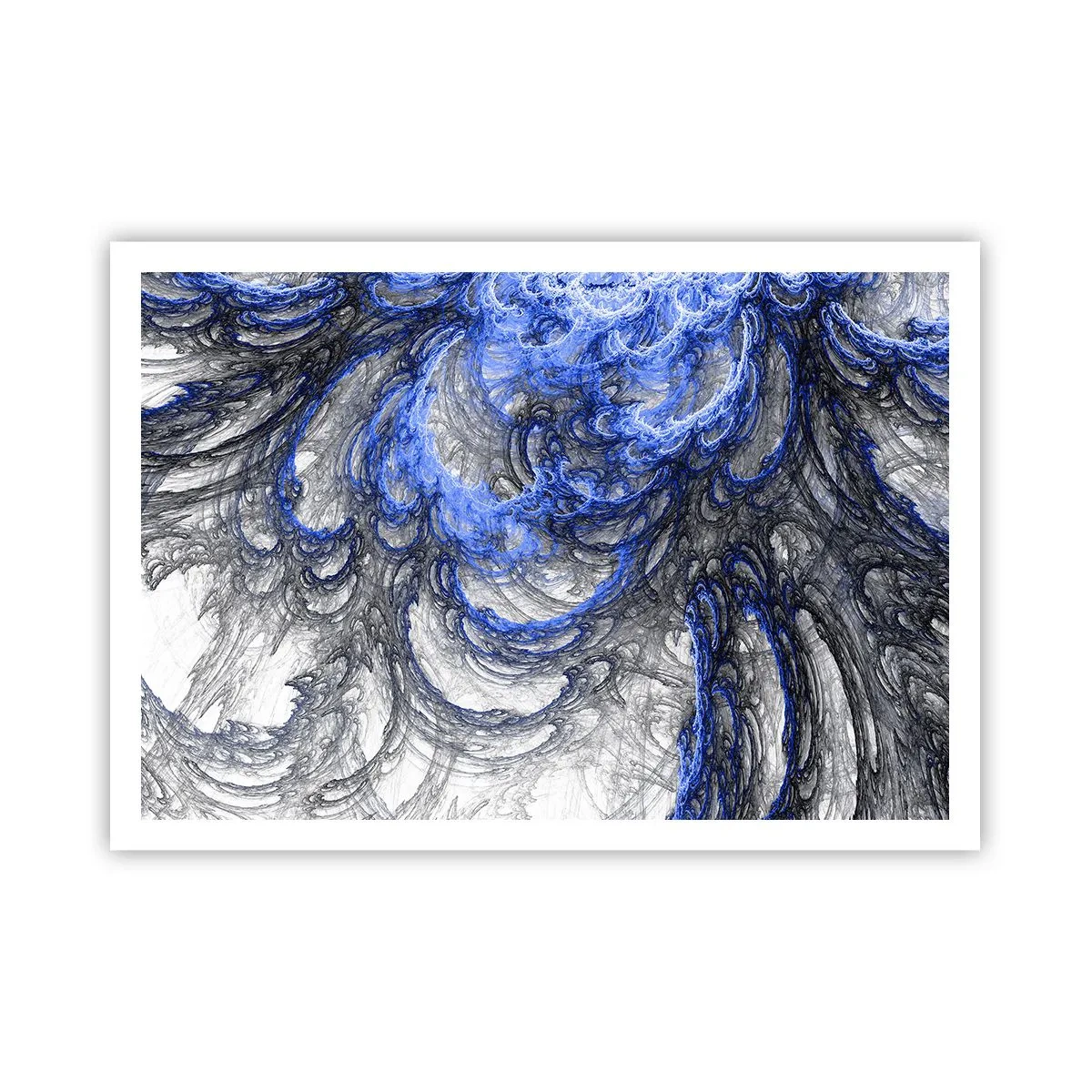 Affiche - Poster - Vagues abstraites dans des tons de bleu et de gris - 100x70cm - La naissance d'une vague - Décoration murale moderne pour le salon et la chambre ARTTOR
