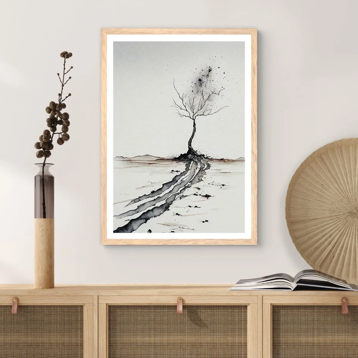 Affiche dans un chêne clair - Poster - Mélancolie hivernale - 30x40 cm