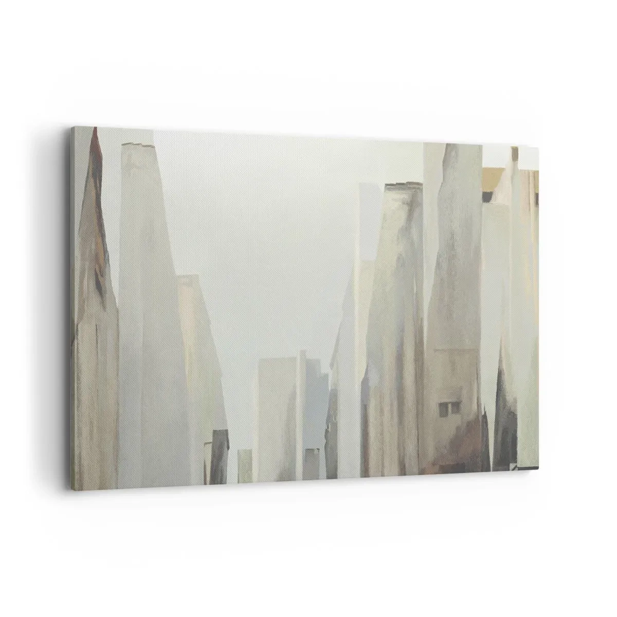 Impression sur toile - Image sur toile - Paysage urbain abstrait aux tons pastel - 120x80cm - Rêve de la ville - Décoration murale moderne pour le salon et la chambre ARTTOR