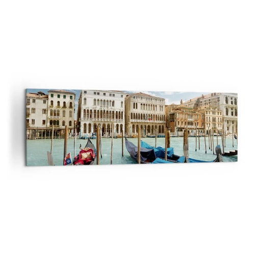 Impression sur toile - Image sur toile - Venise avec des gondoles et des palais contre le ciel - 160x50cm - Palace bleu ciel - Décoration murale moderne pour le salon et la chambre ARTTOR
