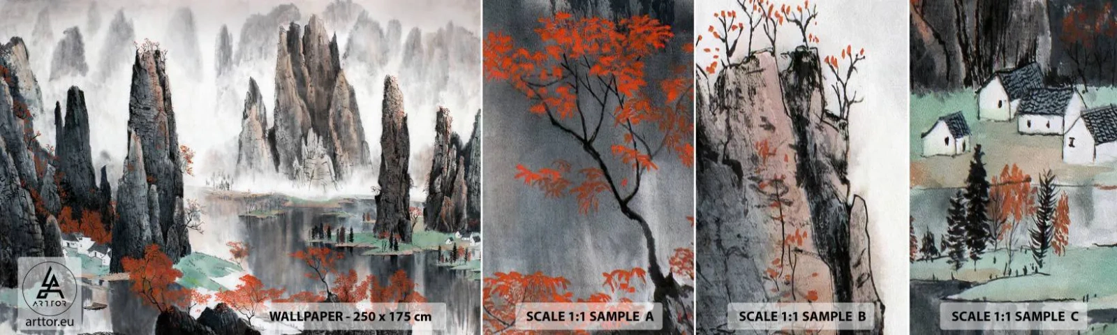 Échantillon de Papier Peint Autocollant Deluxe Sticker - De puissants gardiens - Abstraction, Fantaisie, Paysage - 100x30 cm